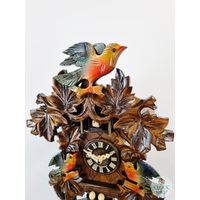 Coloured Birds & Nest Battery Carved Cuckoo Clock 26cm By ENGSTLER image