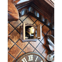 5 Leaf & Bird Battery Carved Cuckoo Clock With Side Birds 40cm By TRENKLE image