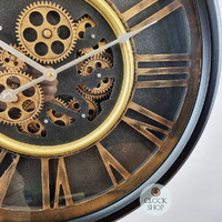 52.2cm Grant Black Moving Gear Wall Clock By COUNTRYFIELD image
