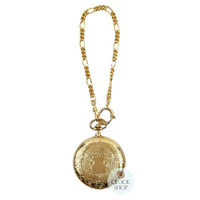 51mm Gold Unisex Mechanical Pocket Watch With Floral Crest By CLASSIQUE (Arabic) image