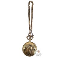 48mm Gold Unisex Pocket Watch With Three Horses By CLASSIQUE (Roman) image