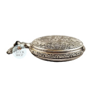 48mm Rhodium Unisex Pocket Watch With Floral Pattern By CLASSIQUE (Arabic) image