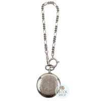 41mm Rhodium Unisex Pocket Watch With Floral Crest By CLASSIQUE (Roman) image