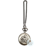 48mm Rhodium Unisex Pocket Watch With Motorbike Rider By CLASSIQUE (Arabic) image