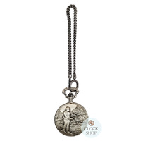 48mm Rhodium Mens Pocket Watch With Fisherman By CLASSIQUE (Roman) image