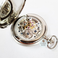 4.9cm Stainless Steel Mechanical Skeleton Swiss Pocket Watch By CLASSIQUE (Roman) image