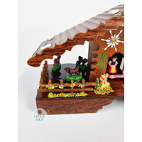 12cm Chalet Weather House with Edelweiss Flowers & Rotating Cows By TRENKLE image