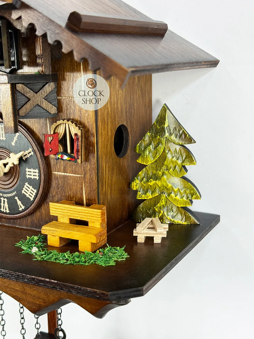 Farm House & Weather House Battery Chalet Cuckoo Clock 26cm By ENGSTLER image