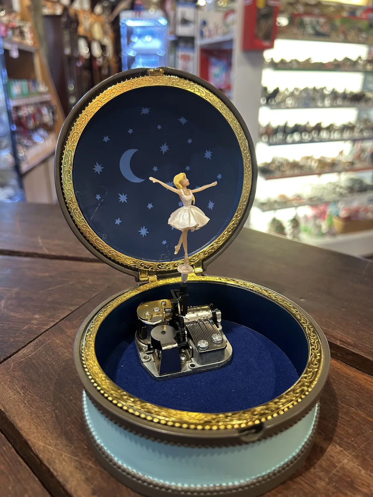 Round Ballerina Music Box - Tchaikovsky-Swan Lake (Glue Marks) image