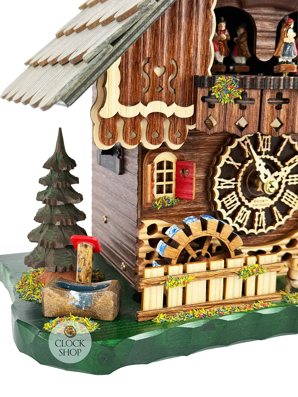 Hiker With Dog LED Battery Chalet Table Cuckoo Clock With Dancers 34cm By TRENKLE image