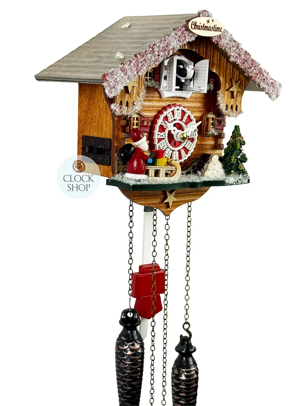 Christmas Cabin Battery Chalet Cuckoo Clock 23cm By TRENKLE image