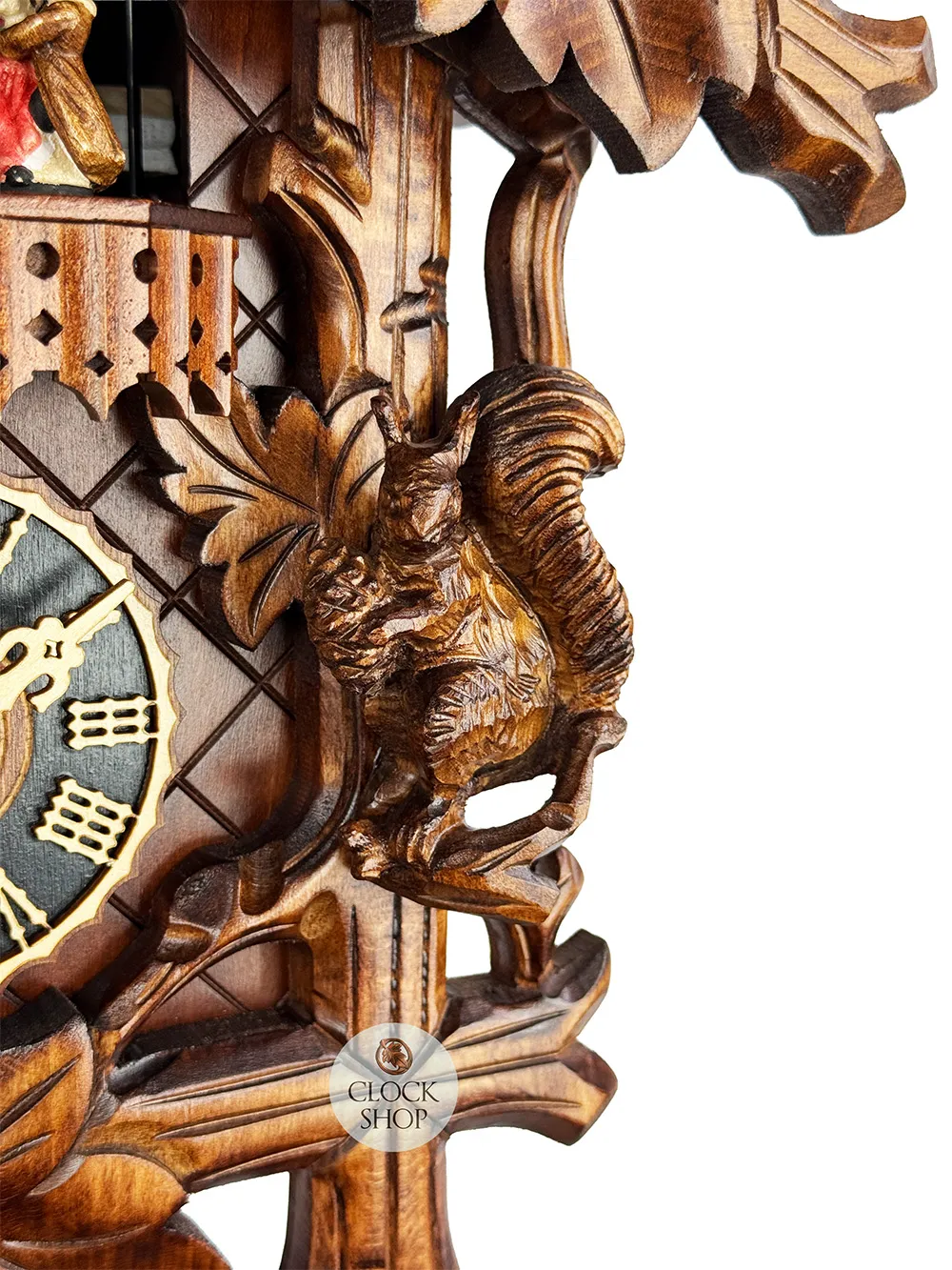 Birds & Squirrel 1 Day Mechanical Carved Cuckoo Clock With Dancers 45cm By HÖNES image