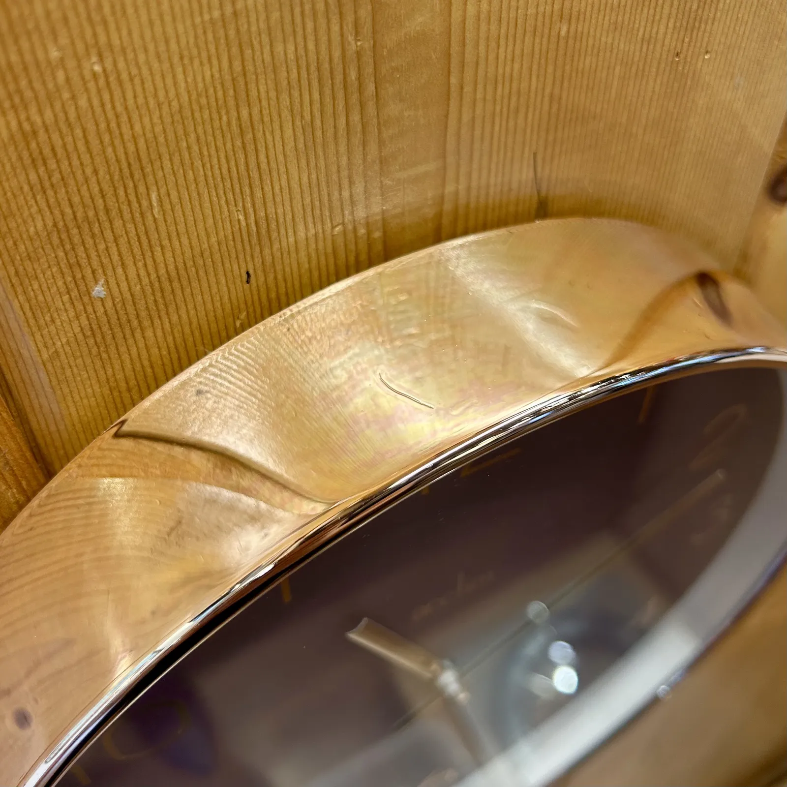 25cm Elma Mulberry & Gold Round Wall Clock By ACCTIM (Small Scratch) image