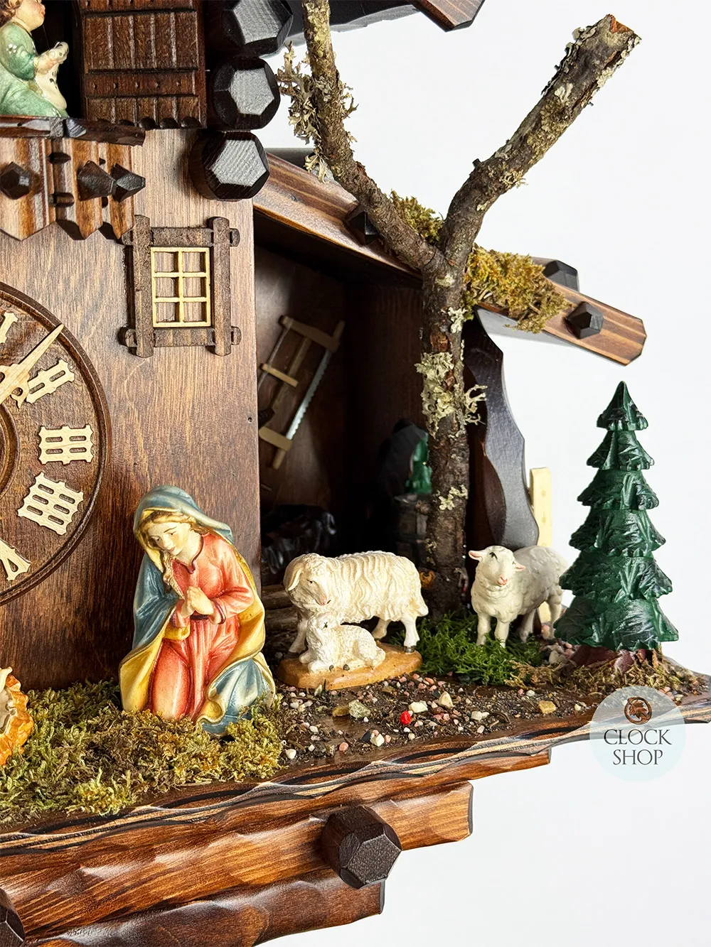 Christmas Nativity Scene 8 Day Mechanical Chalet Cuckoo Clock With Dancers 38cm By SCHWER image