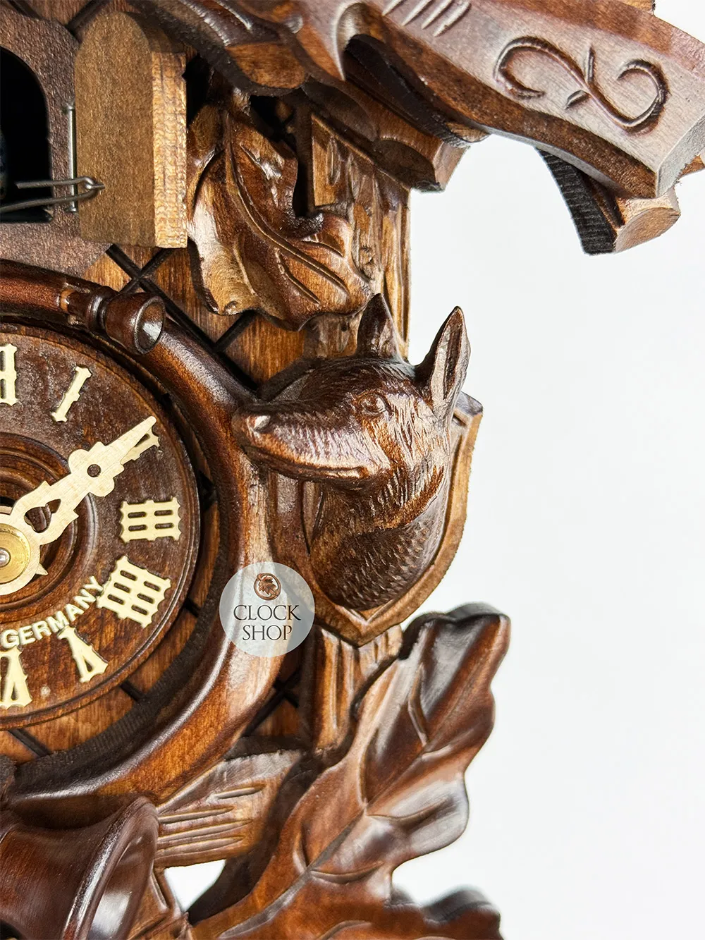 Hunting Dogs 1 Day Mechanical Carved Cuckoo Clock 31cm By SCHWER image