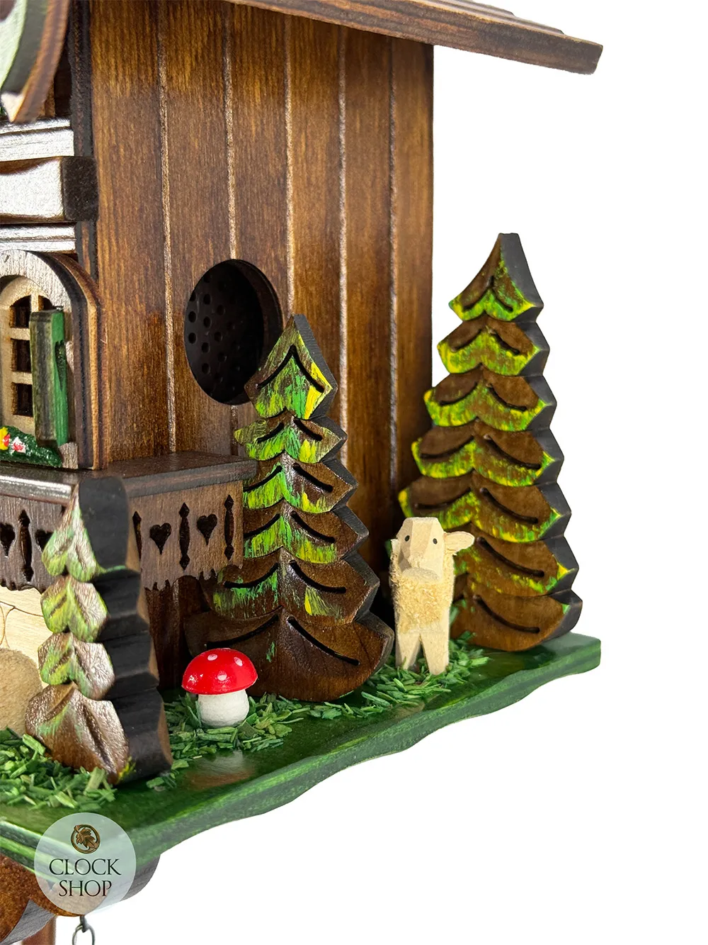 Sheep Battery Chalet Cuckoo Clock With Green Roof 18.5cm By ENGSTLER image