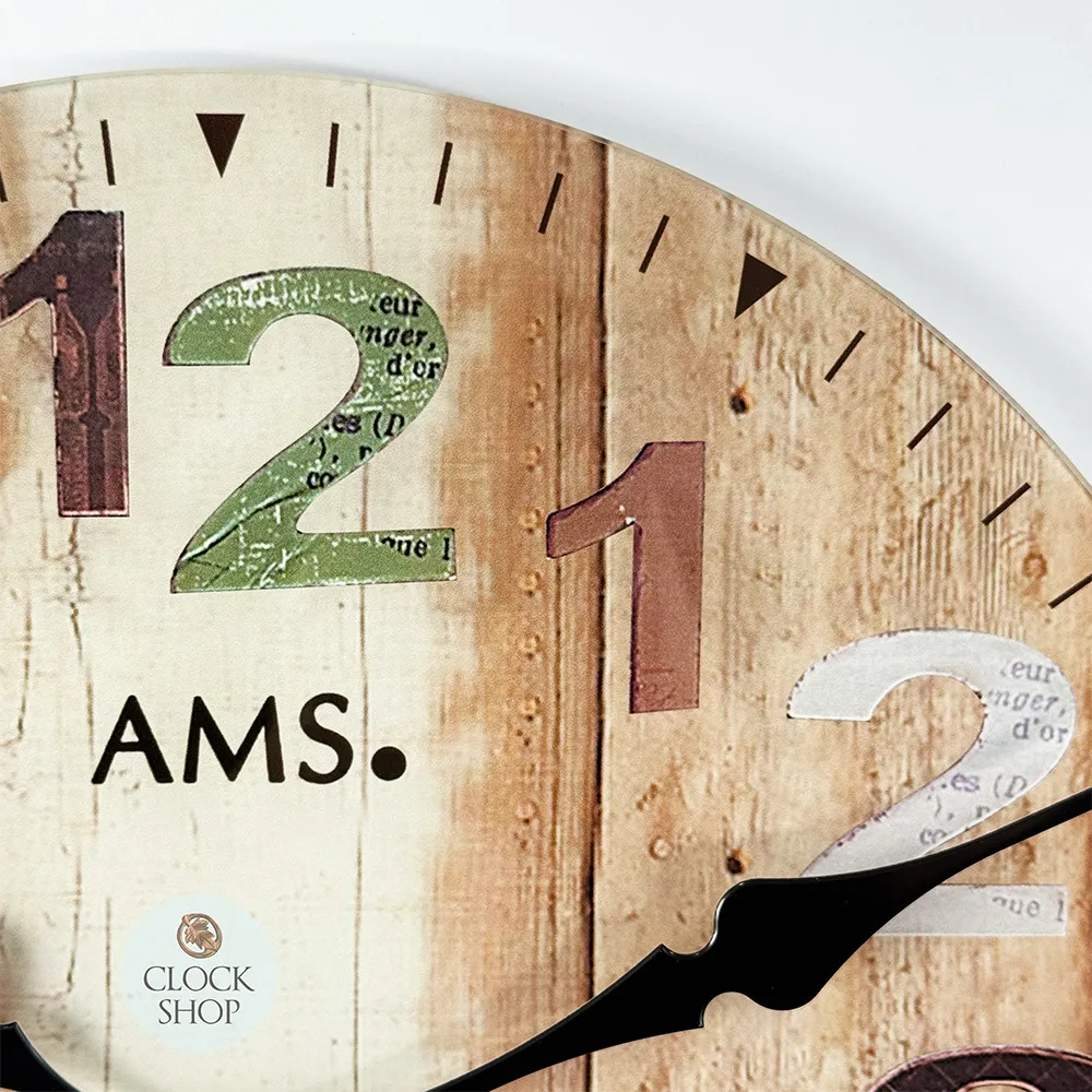 40cm Brown & Multi Coloured Round Wall Clock By AMS image