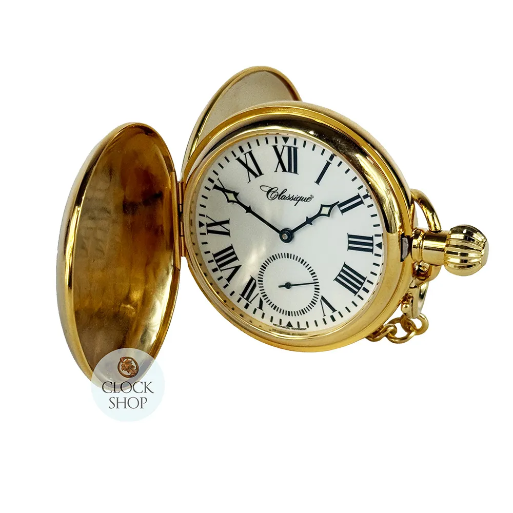 49mm Gold Unisex Mechanical Pocket Watch By CLASSIQUE (Roman) image