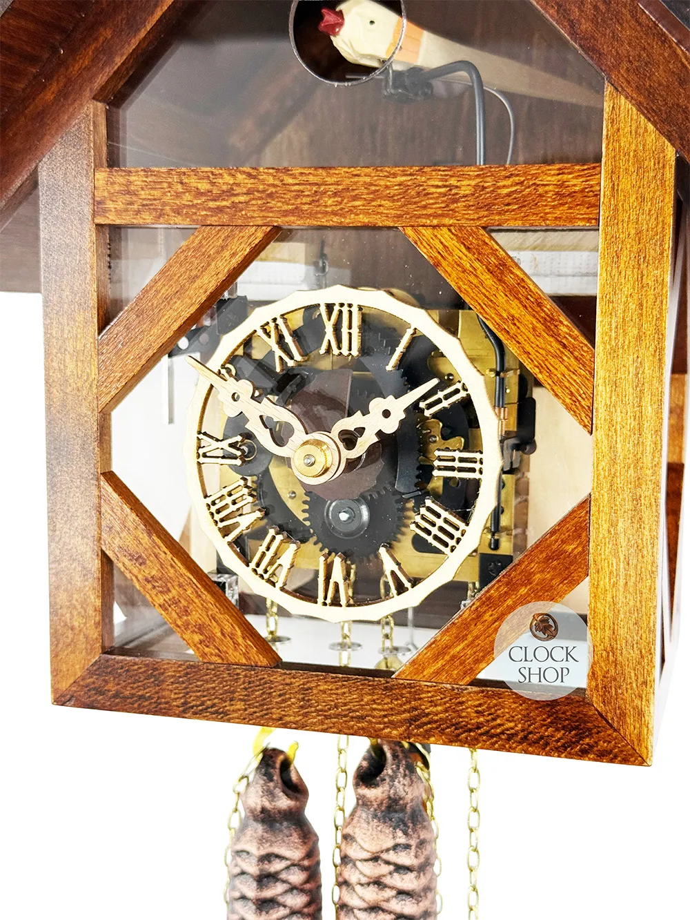 Wooden House With Plexi Glass 1 Day Mechanical Chalet Cuckoo Clock 23cm By ENGSTLER image