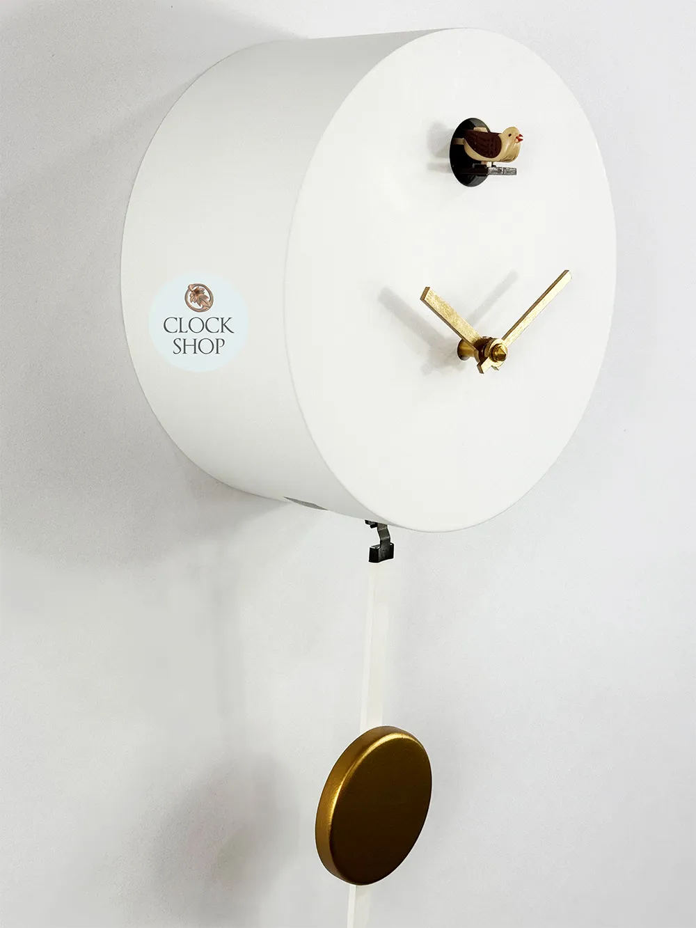 White Round Modern Battery Cuckoo Clock 19cm By ENGSTLER (Hairline Crack) image