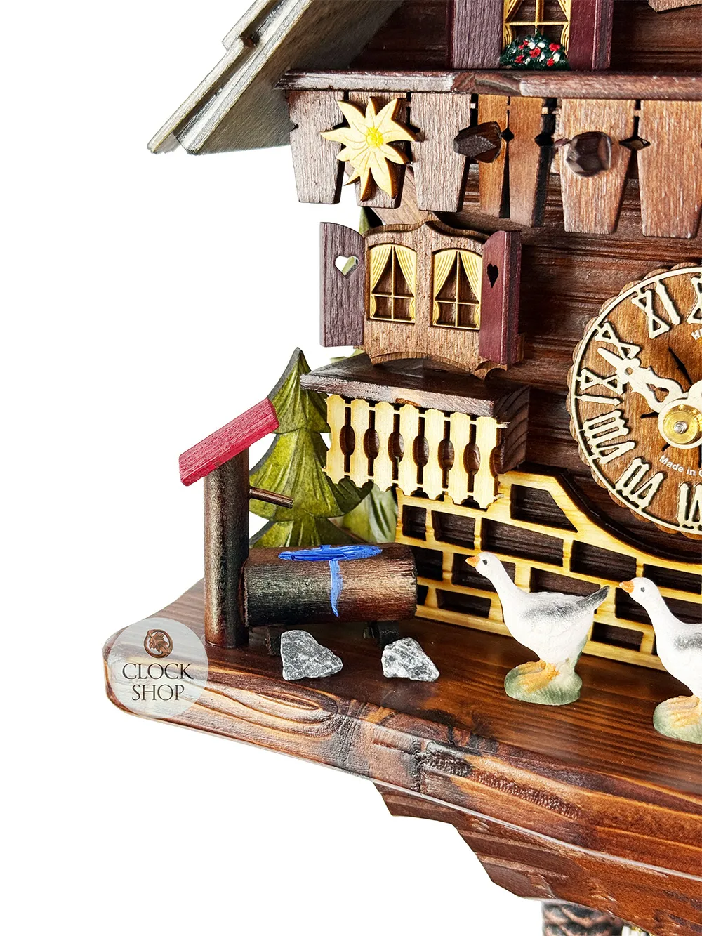 Shepherd Boy & Geese 1 Day Mechanical Chalet Cuckoo Clock 31cm By HEKAS image