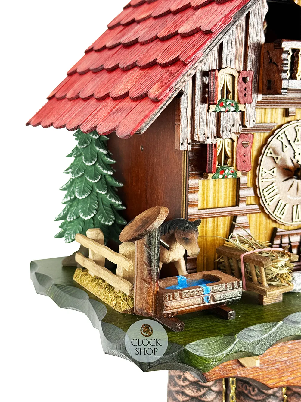 Girl & Horse 8 Day Mechanical Chalet Cuckoo Clock With Dancers 42cm By HEKAS image