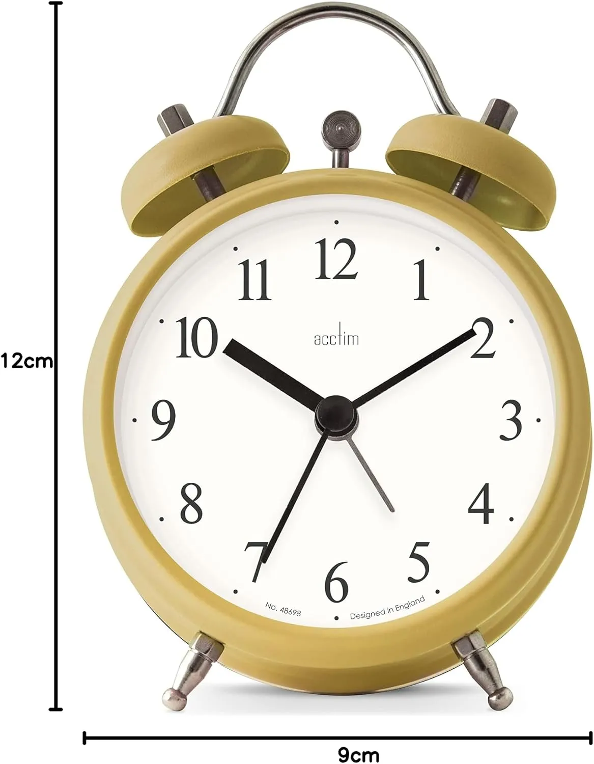 12cm Haven Yellow Double Bell Analogue Alarm Clock By ACCTIM image