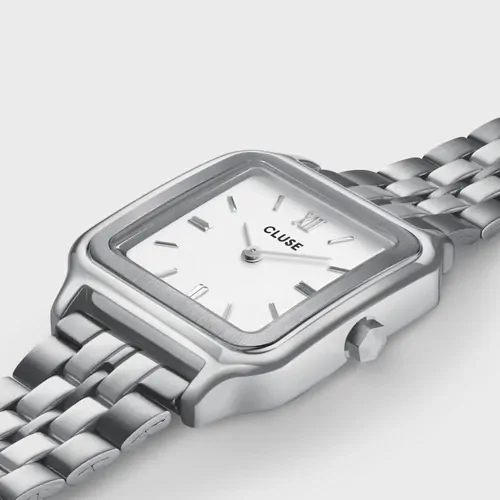 Gift Set- 28mm Gracieuse Silver Link Womens Quartz Watch With Élevé Silver Tennis Bracelet By CLUSE image