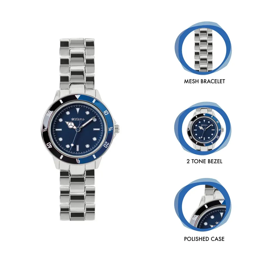 Blue Kids Watch With Silver Link Strap By TIKKERS image