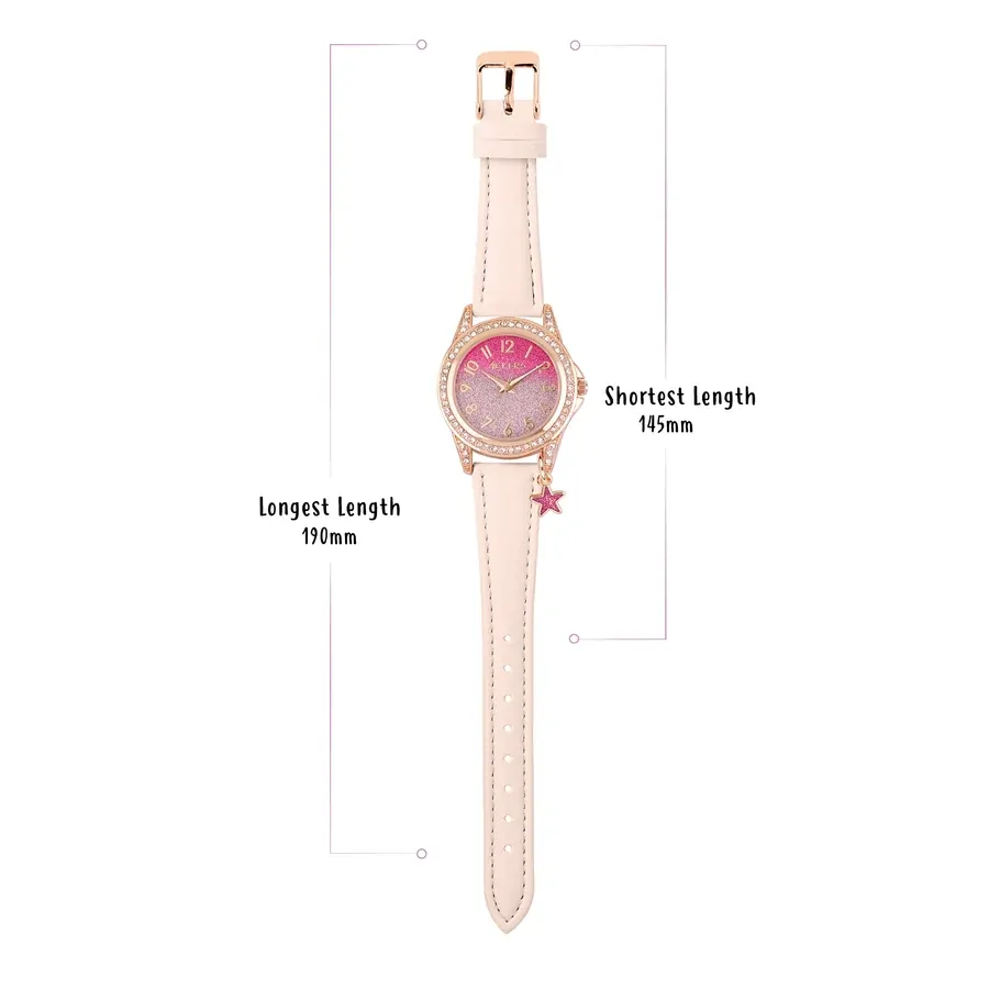 Pink Glitter Kids Watch Gift Set With Necklace & Purse By TIKKERS image