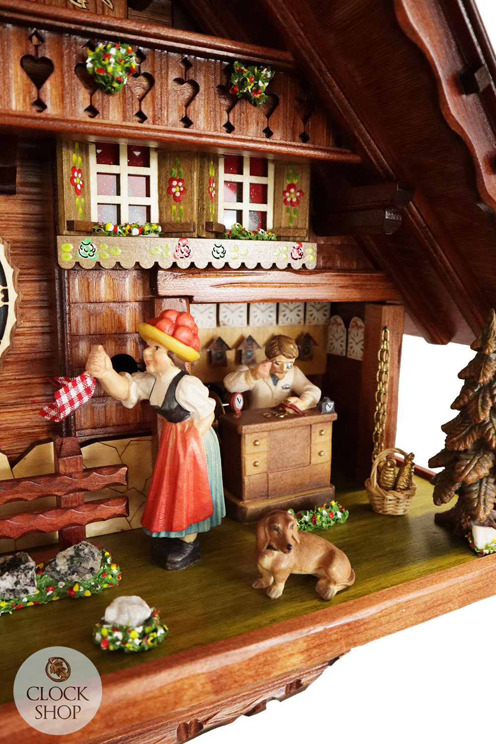 Clock Maker's Workshop 8 Day Mechanical Chalet Cuckoo Clock With Dancers 55cm By HÖNES image