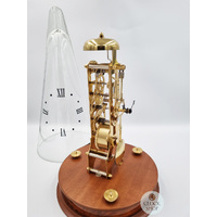 35cm Cherry Mechanical Skeleton Table Clock With Glass Dome & Bell Strike By HERMLE image