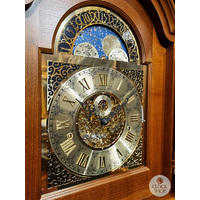 220cm Walnut Grandfather Clock With Triple Chime Tubular Bell Movement & Wood Inlay By HERMLE image