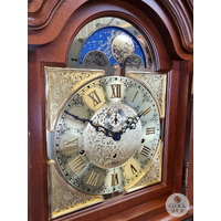 206cm Walnut Grandfather Clock With Triple Chime & Moon Dial By HERMLE image