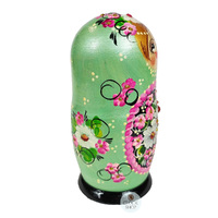 Floral Russian Dolls- Green & Pink 18cm (Set Of 5) image