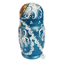 Floral Russian Dolls- Blue & White Matte Finish 16cm (Set Of 5) image