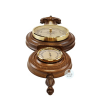 59cm Rustic Oak Old German Style Weather Station With Barometer Thermometer & Hygrometer By FISCHER image