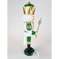 40cm White Green & Gold King Nutcracker By Seiffener image