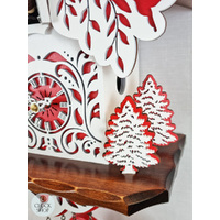 White and Red Christmas Tree Battery Chalet Cuckoo Clock 26cm By ENGSTLER image