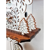 White and Brown Christmas Tree Battery Chalet Cuckoo Clock 26cm By ENGSTLER image