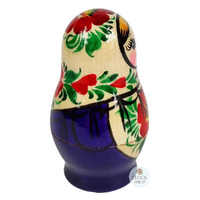 Kirov Russian Dolls- White Scarf & Purple Dress 10cm (Set Of 5) image