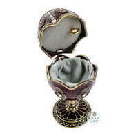 Burgundy Egg Shaped Music Box With Embellishments (Tchaikovsky- Swan Lake) image