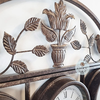 66cm Wrought Iron Weather Station With Thermometer Quartz Clock & Hygrometer By AMS image