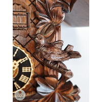Birds & Leaves 1 Day Mechanical Carved Cuckoo Clock With Two Doors 23cm By HÖNES image