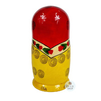 Semenov Russian Dolls- Red Scarf & Yellow Dress 16cm (Set Of 5) image