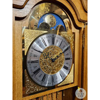 195cm Oak Grandfather Clock With Westminster Chime & Brass Accents By HERMLE image