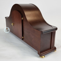 18cm Walnut Mechanical Tambour Mantel Clock With Westminster Chime & Gold Dial By HERMLE image