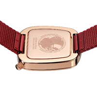 34mm Pebble Collection Womens Watch With Red Dial & Milanese Strap & Rose Gold Case By BERING image