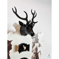 5 Leaf & Deer Battery Printed Cuckoo Clock With Black Forest Couple Print 20cm By TRENKLE image