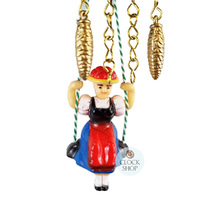 Gnomes Battery Chalet Clock With Swinging Doll 14cm By TRENKLE image